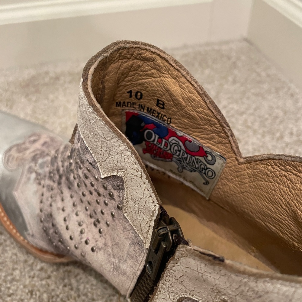 Old Gringo Yippee Ki Yay Collection Silver and Brown Western Ankle Boots - Picture 6 of 6